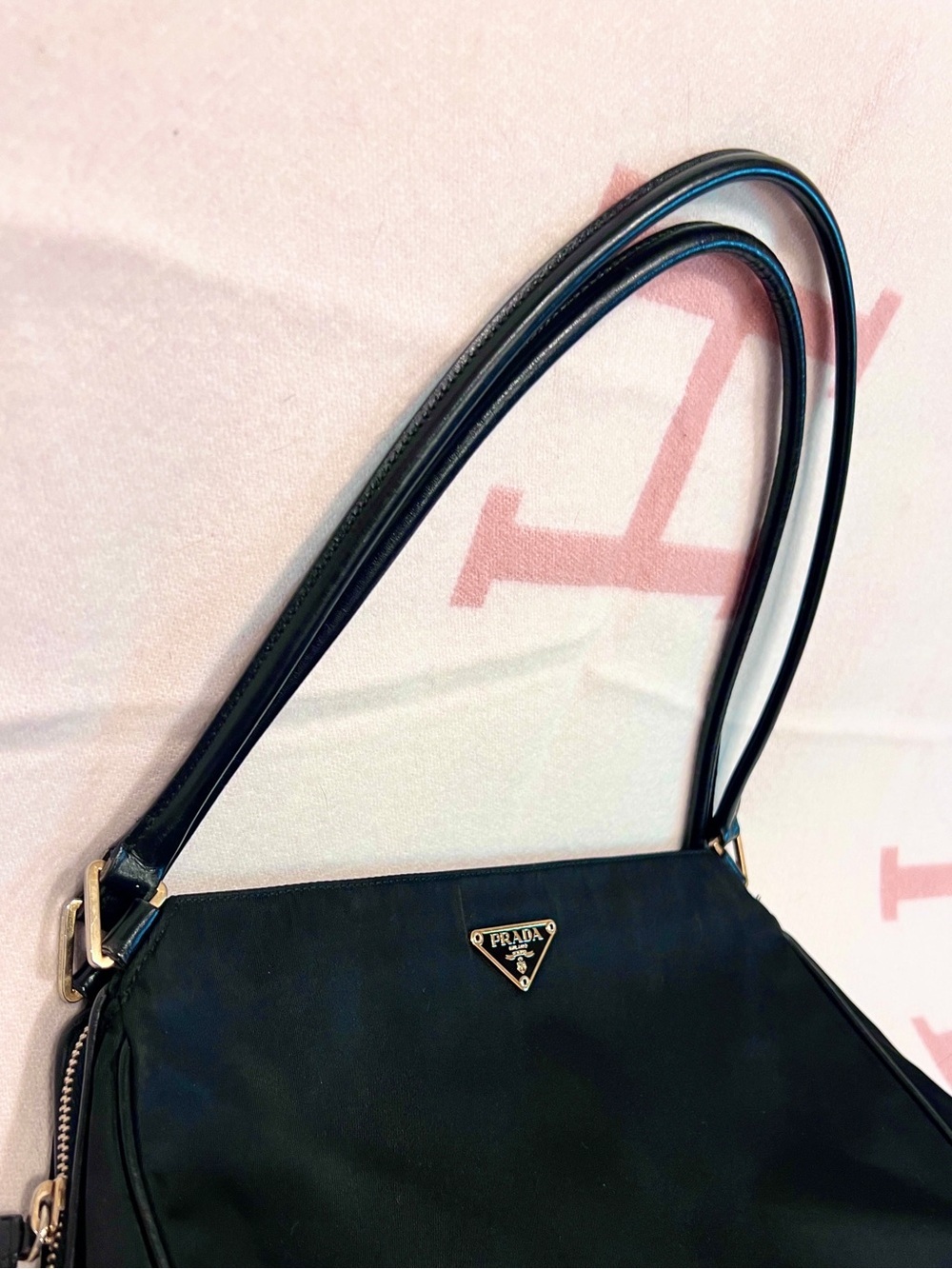 Prada Black Nylon Single-Handle Shoulder Bag with Gold hardware! Offers welcome! - Picture 6 of 16